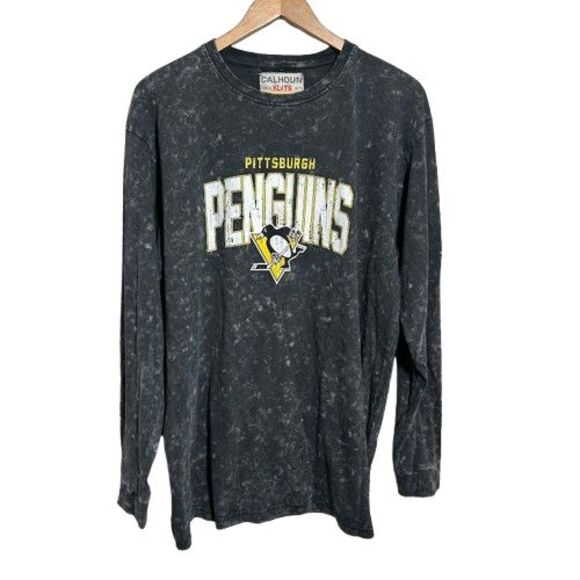 Pittsburgh Penguins Calhoun Acid Washed NHL T-Shirt Womens XL Long Sleeve Crew - Picture 1 of 6